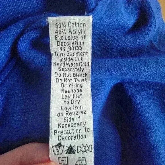 Quacker Factory Blue Knit Sweater Top w/Sequin Neckline, Short Sleeve Size XL - Picture 7 of 7